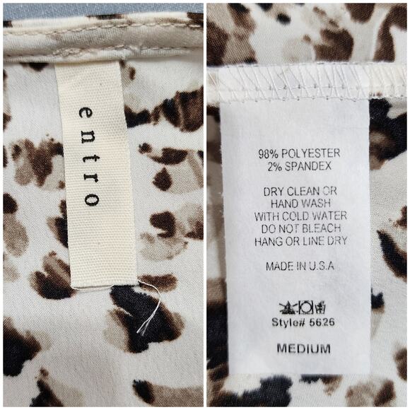 NWOT Entro Animal Print Cowl Neck Tank, Cream, Medium - Picture 3 of 8